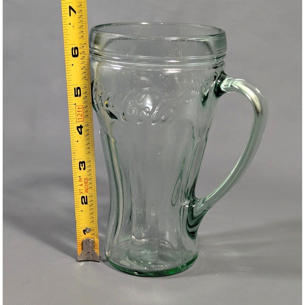 Coca-Cola Georgia Green Glass Mug Embossed Logo 6 Inch Vintage Soda Cup - Picture 5 of 5